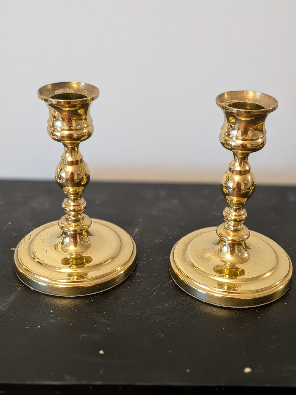 Pair Of Vintage Baldwin Brass -style Candlestick Holders